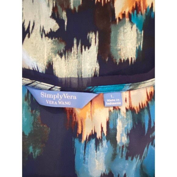 Simply Vera Blouse Size Large Top Blue Sleeveless Hi/Low Flowy Summer Chic Vaca - Picture 8 of 10